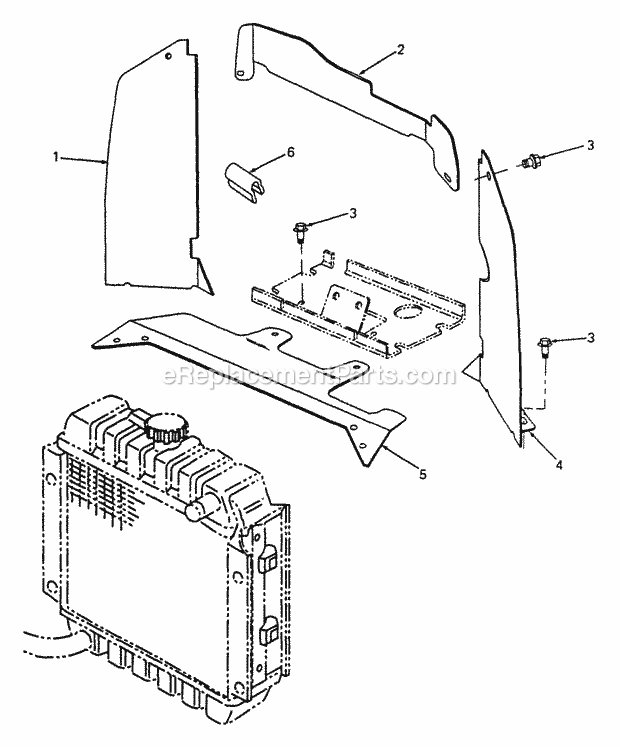 Radiator Baffle Diagram and Parts List for 2086 880001-899000 Cub Cadet Lawn Tractor